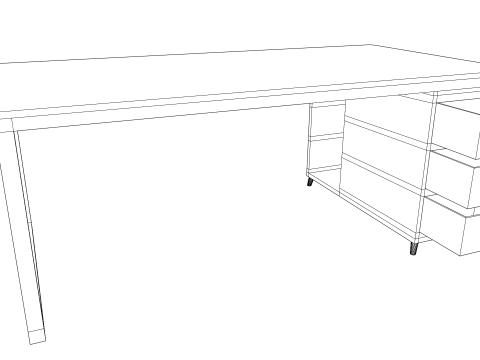 Gray PC table low poly 3D Model