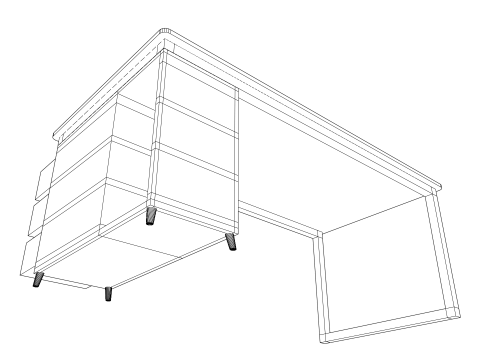 Gray PC table low poly 3D Model