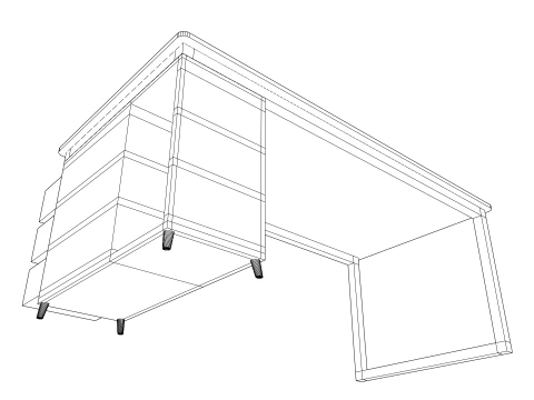 Gray PC table low poly 3D Model