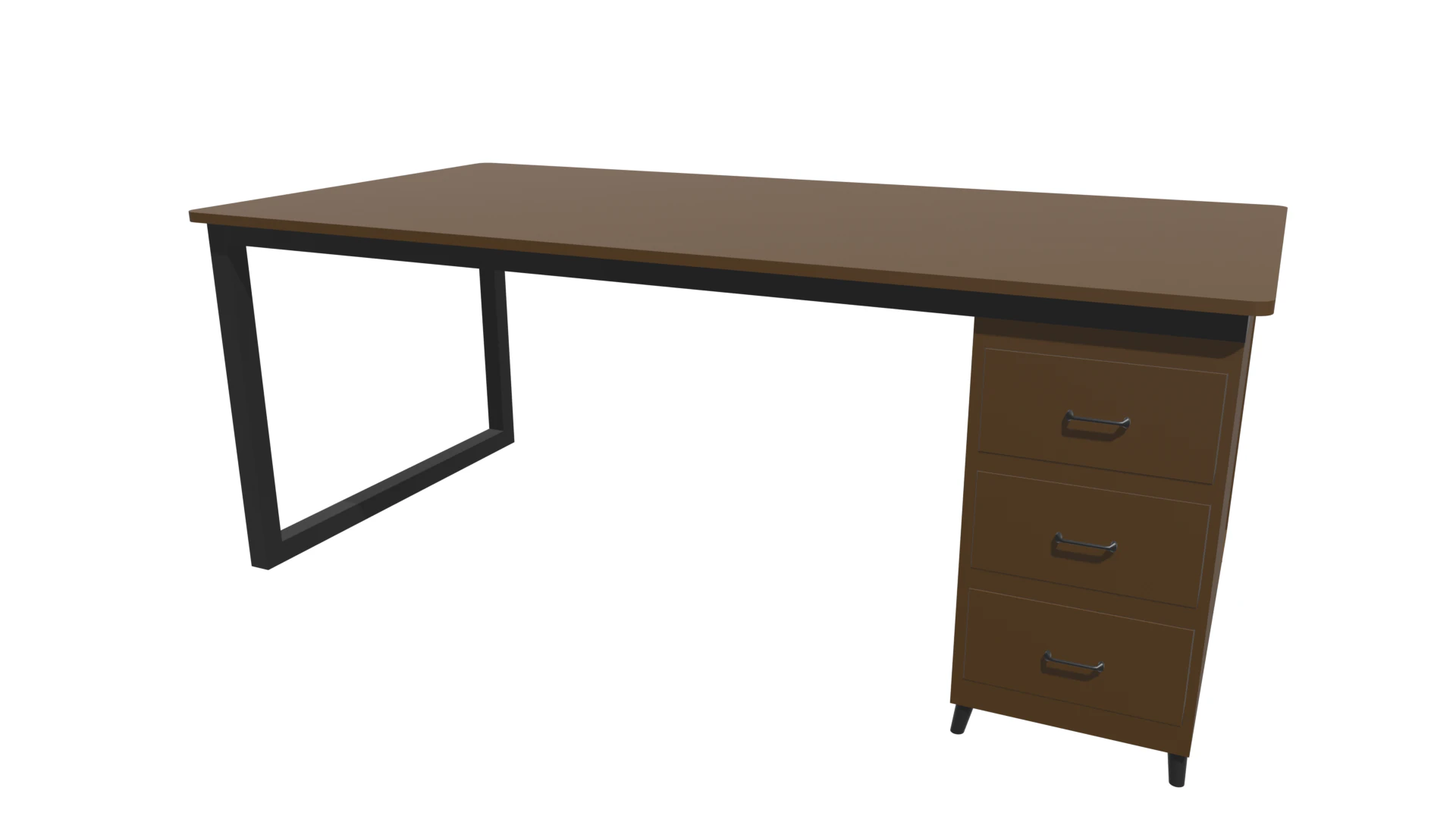 Wooden PC table low poly 3D Model .c4d .max .obj .3ds .fbx .stl .blend 