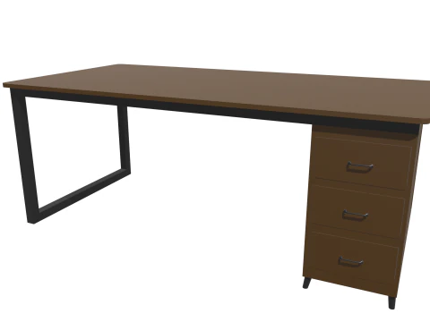 Mesa de PC de madeira baixa poli Modelo 3D