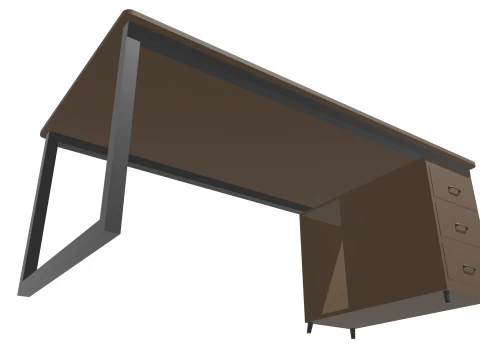 Wooden PC table low poly 3D Model