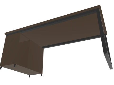 Wooden PC table low poly 3D Model