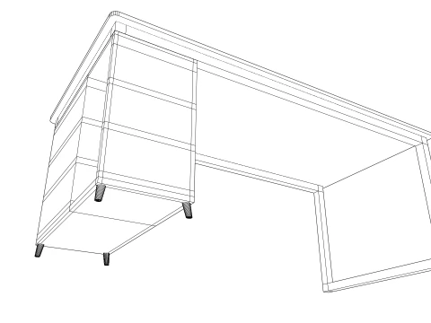 Wooden PC table low poly 3D Model