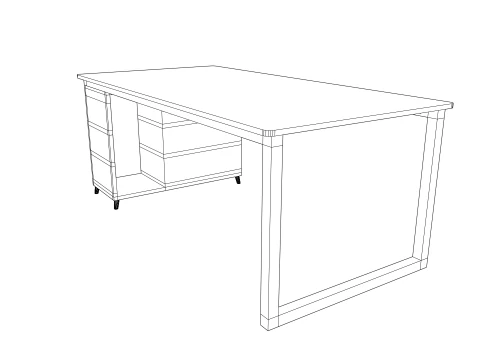 Wooden PC table low poly 3D Model