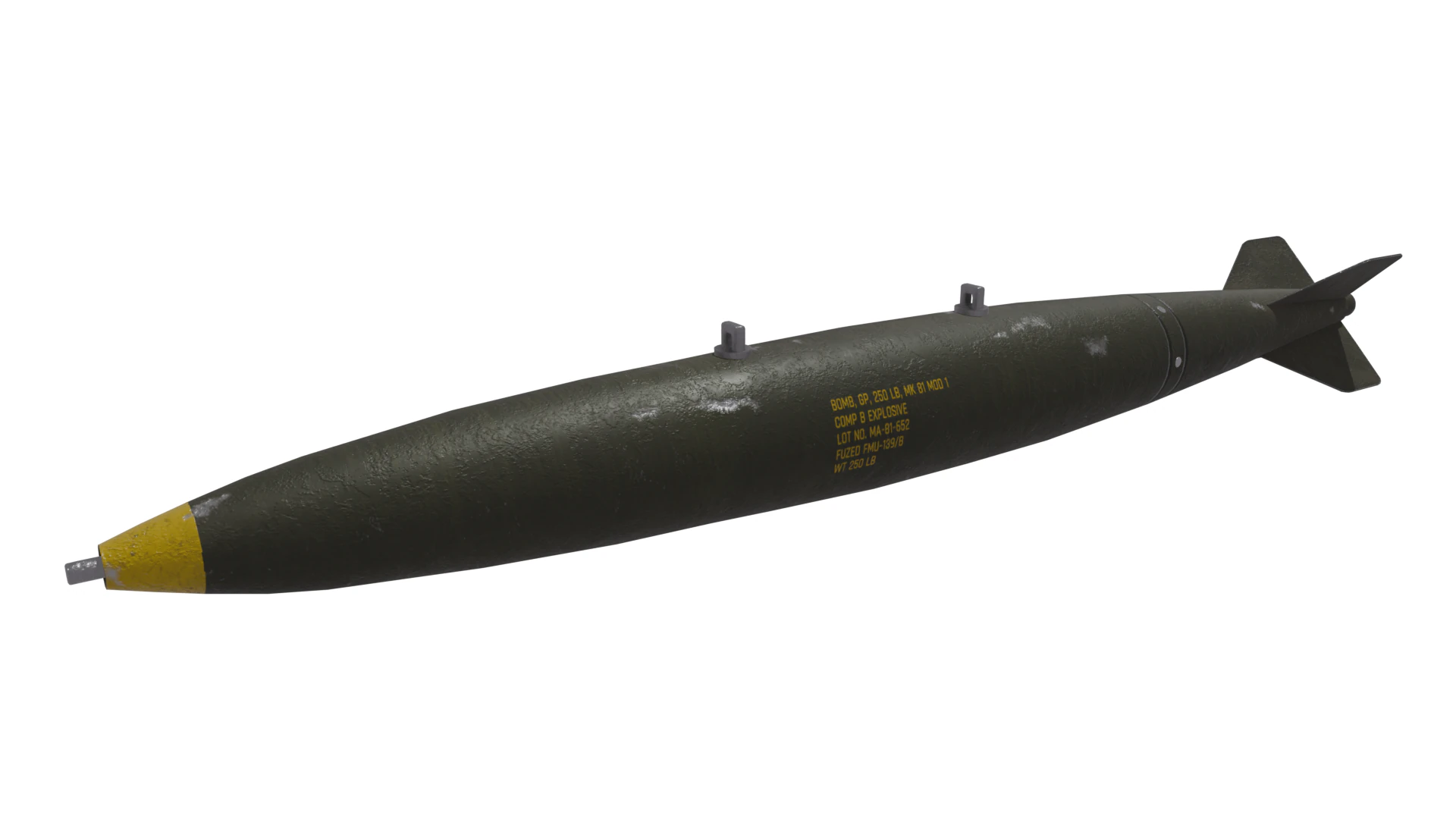 Mk 81 bomb 2K PBR textures 3D Model .c4d .max .obj .3ds .fbx .stl .blend 