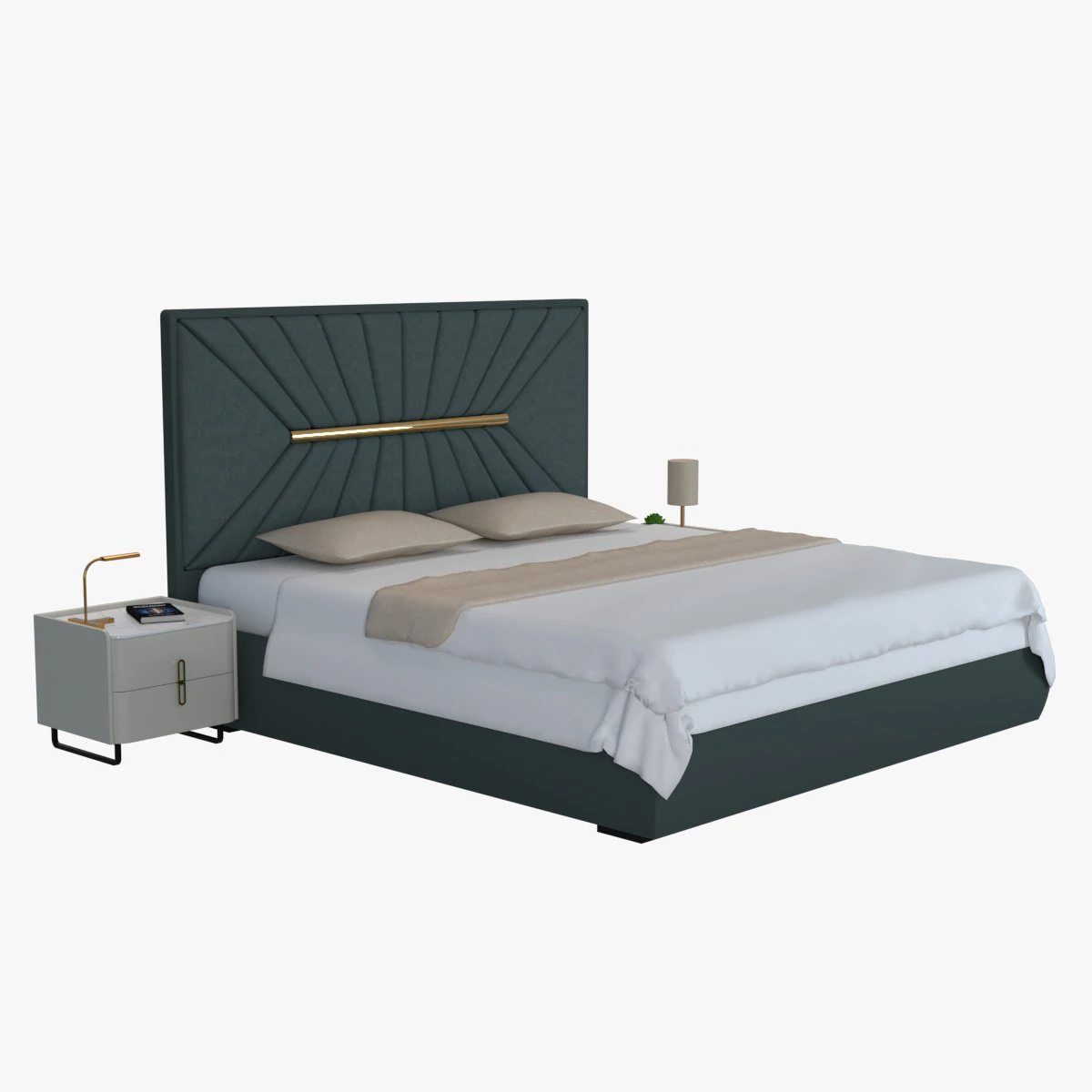 Modern double bed 3D Model .c4d .max .obj .3ds .fbx .stl .blend 