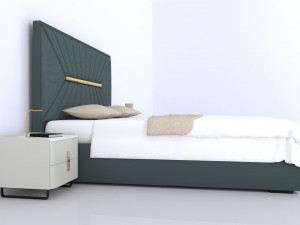 Modern double bed Modelo 3D