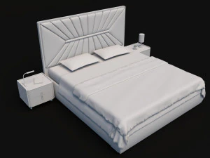 Modern double bed 3D Model
