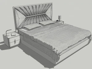Modern double bed 3D Model