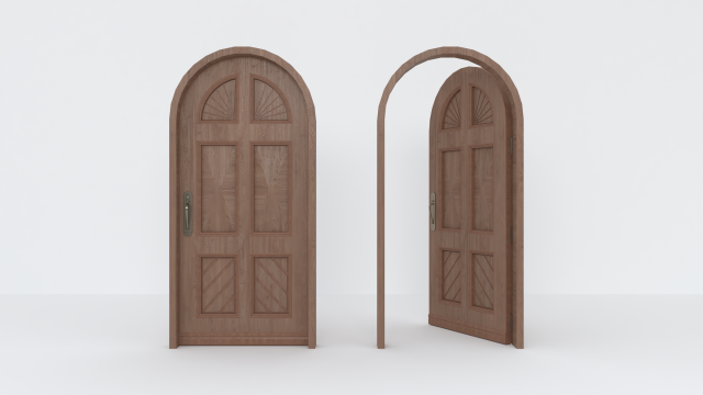 Vintage Wooden Door 3D Model .c4d .max .obj .3ds .fbx .stl .blend