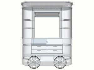 Push Cart on Wheels 3D Model