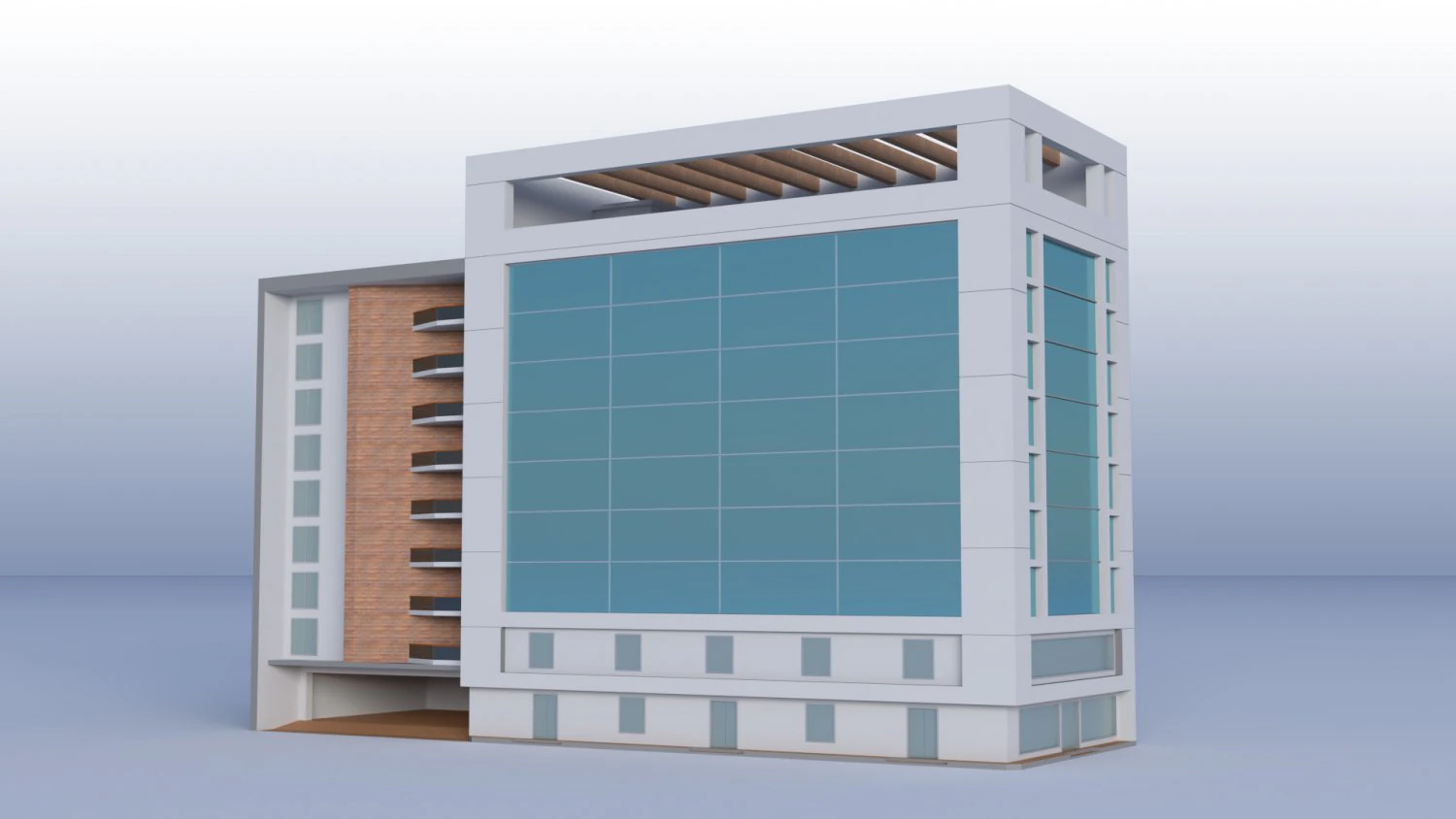 Modern Building Low Poly 3D Model .c4d .max .obj .3ds .fbx .stl .blend 