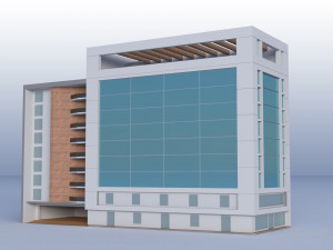 Modern Building Low Poly 3D Model