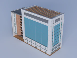 Modern Building Low Poly 3D Model