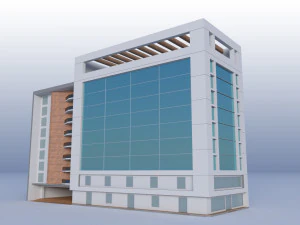 Modern Building Low Poly 3D Model