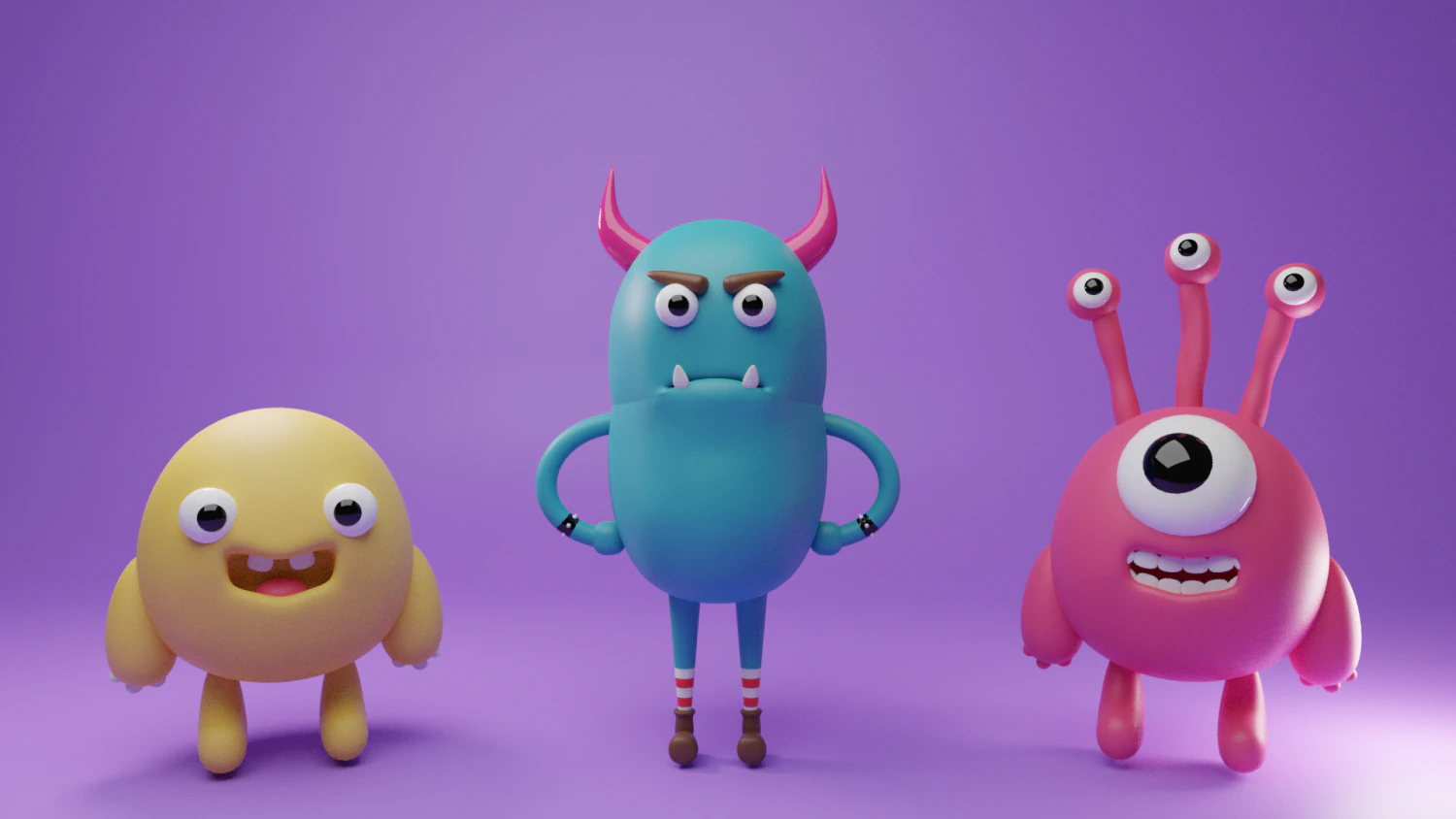 Cute Monsters 3D Model .c4d .max .obj .3ds .fbx .stl .blend
