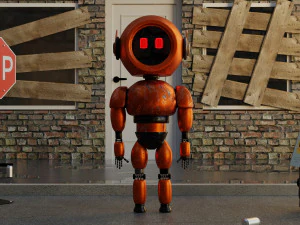 3D Post Apocalyptic Sci-Fi Robot with Environment 3D Model