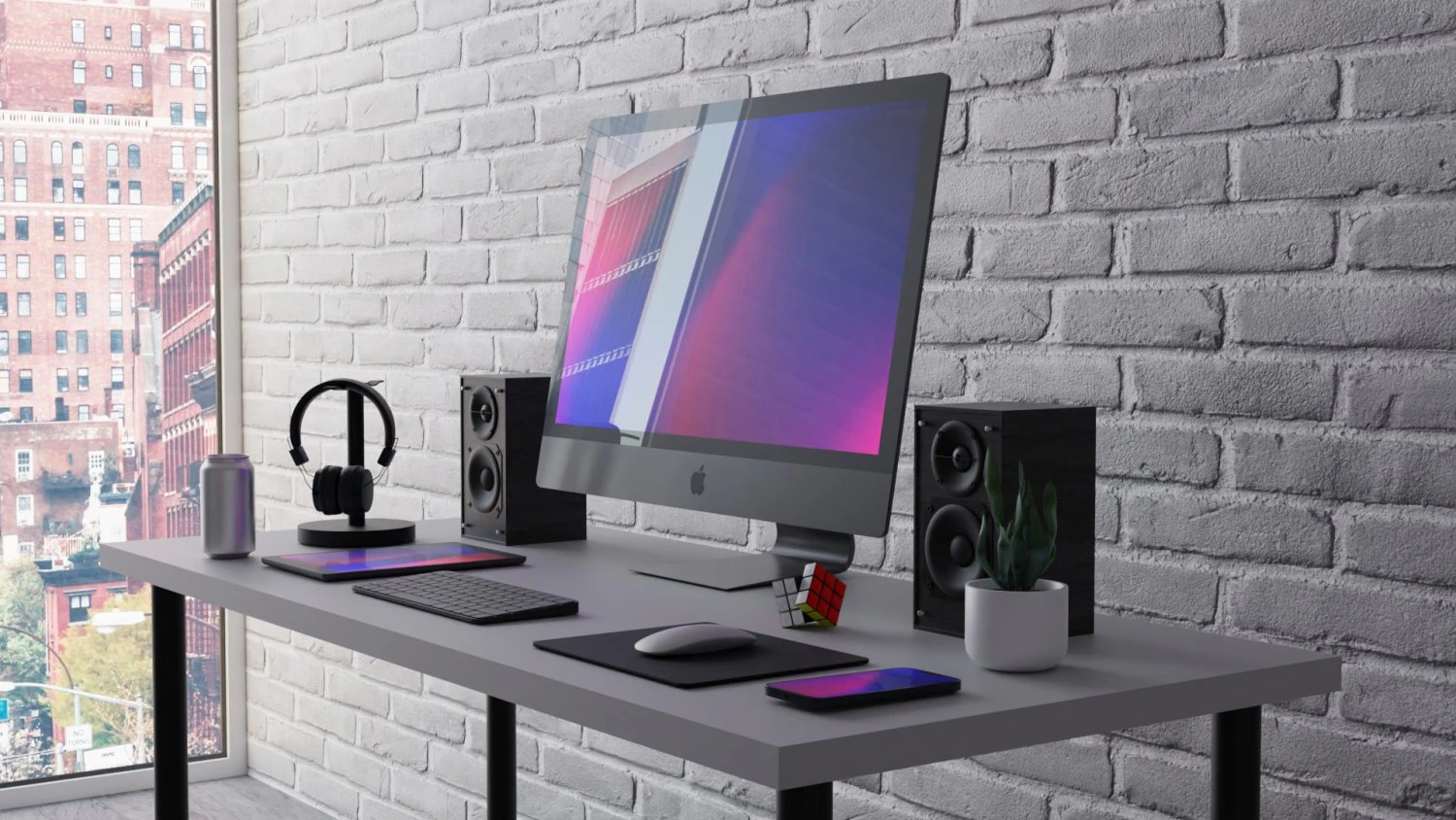 Modern Computer Setup 3D Model .c4d .max .obj .3ds .fbx .stl .blend 
