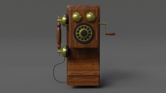 Wooden Antique Phone Low-Poly Model Low-poly 3D Модель .c4d .max .obj .3ds .fbx .stl .blend 