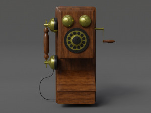 Wooden Antique Phone Low-Poly Model Low-poly Modelo 3D
