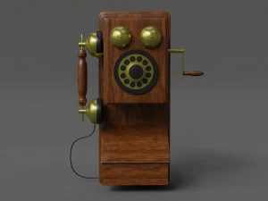 木制古董手机低聚模型低聚 3D 模型
