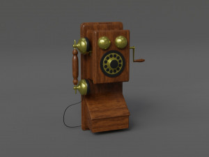 Wooden Antique Phone Low-Poly Model Low-poly 3D Модель