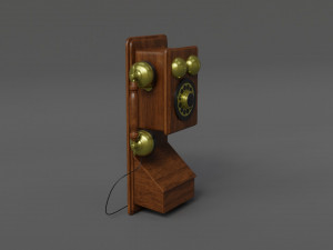 Wooden Antique Phone Low-Poly Model Low-poly 3D Модель