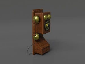 Wooden Antique Phone Low-Poly Model Low-poly 3D Model
