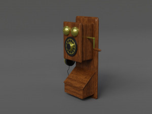 Wooden Antique Phone Low-Poly Model Low-poly 3D Модель