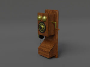 Wooden Antique Phone Low-Poly Model Low-poly 3D Model