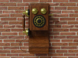 Wooden Antique Phone Low-Poly Model Low-poly 3D Model