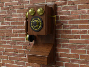 Wooden Antique Phone Low-Poly Model Low-poly 3D Model