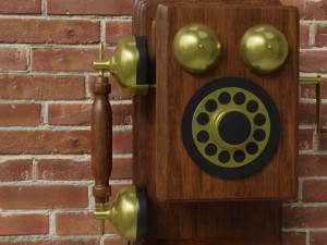 Wooden Antique Phone Low-Poly Model Low-poly 3D Модель