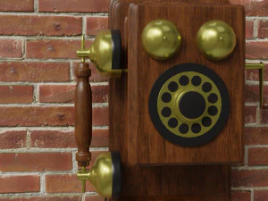 Wooden Antique Phone Low-Poly Model Low-poly 3D Model