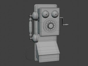 Wooden Antique Phone Low-Poly Model Low-poly 3D Model