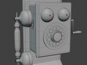 Wooden Antique Phone Low-Poly Model Low-poly 3D Модель