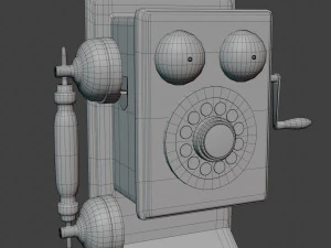 Wooden Antique Phone Low-Poly Model Low-poly 3D Model
