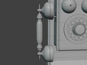 Wooden Antique Phone Low-Poly Model Low-poly 3D Model