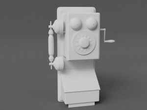 Wooden Antique Phone Low-Poly Model Low-poly 3D Модель