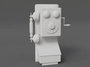 Wooden Antique Phone Low-Poly Model Low-poly 3D Model