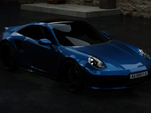 Porsche 911 Turbo S with Environment by Nikdox 3D Model