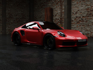 Porsche 911 Turbo S with Environment by Nikdox 3D Model