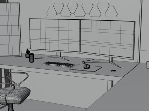 Minimatistic Gaming Desk by Nikdox 3D Model
