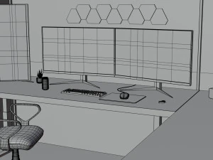 Minimatistic Gaming Desk by Nikdox 3D Model