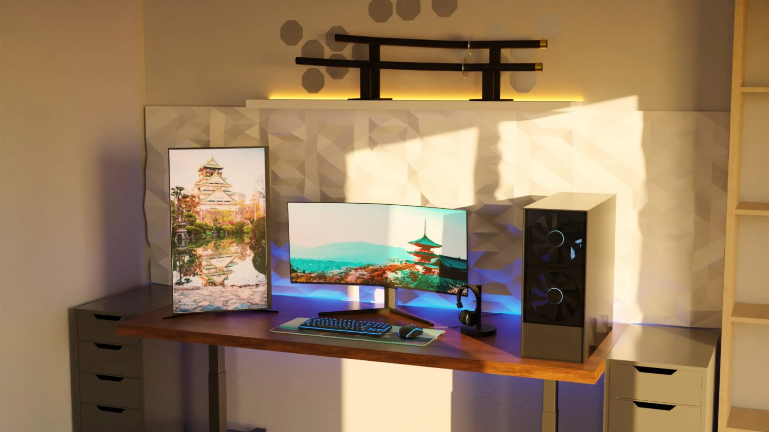 Gaming Desk in Japanesse Style by Nikdox 3D Model .c4d .max .obj .3ds .fbx .stl .blend 