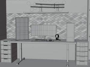 Gaming Desk in Japanesse Style by Nikdox 3D Model