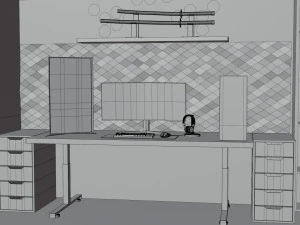 Gaming Desk in Japanesse Style by Nikdox 3D Model