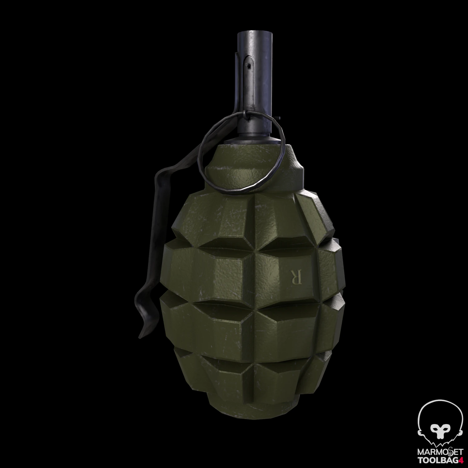 Grenade F-1 3D Model .c4d .max .obj .3ds .fbx .stl .blend