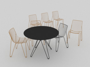 Wire chairs and table Modelo 3D